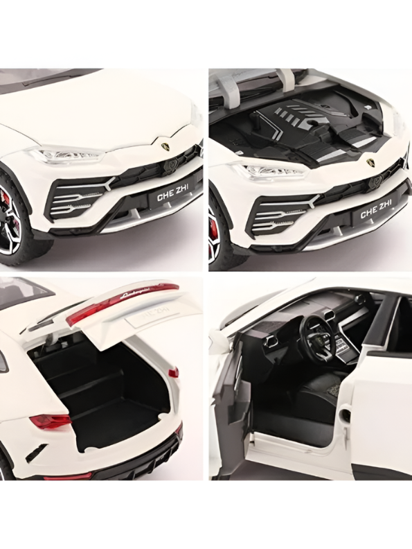 Lamborghini Urus Diecast Car 1:24 Scale White With Smoke Effect Collectible Toy SUV Model with Sound and Light LMI15496