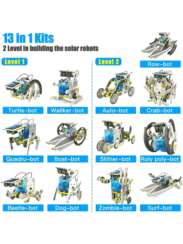 13-in-1 DIY STEM Solar Robot Kit – Battery-Free Educational Science Building Toy for Kids TV632