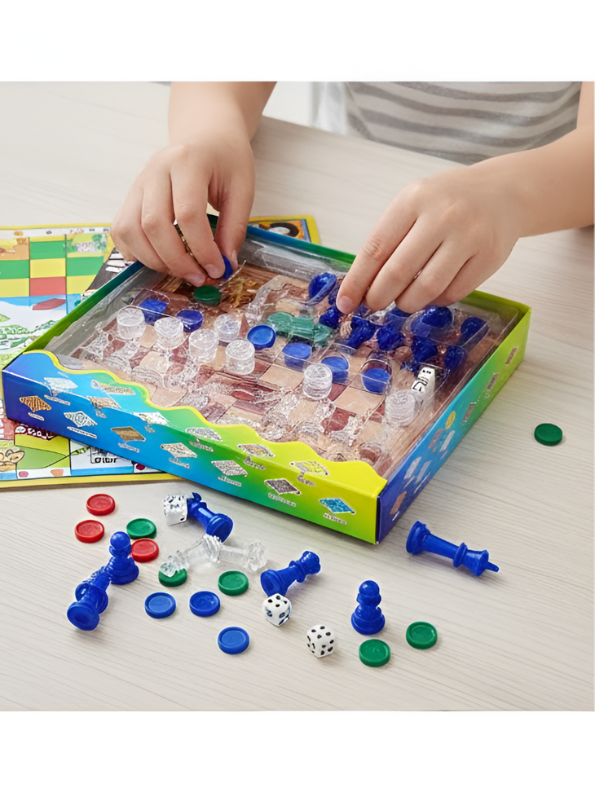 13-in-1 Family Board Game Set – Multi-Game Combo with Chess, Checkers, Ludo & Classic Games LMI928.