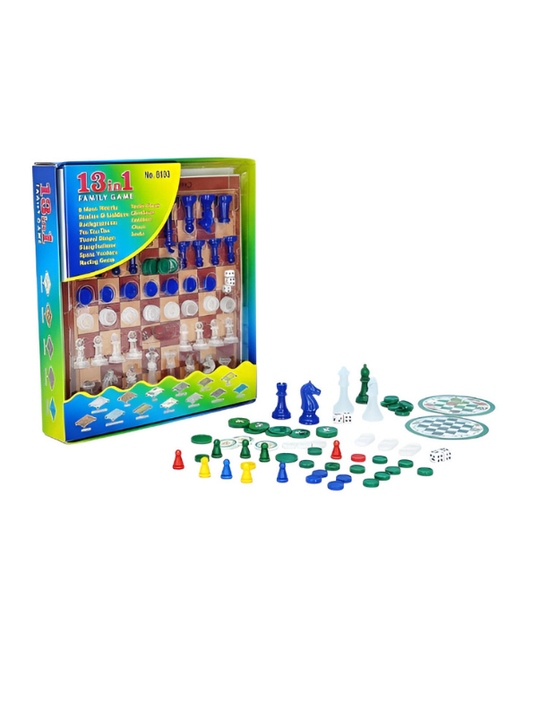 13-in-1 Family Board Game Set – Multi-Game Combo with Chess, Checkers, Ludo & Classic Games LMI928.