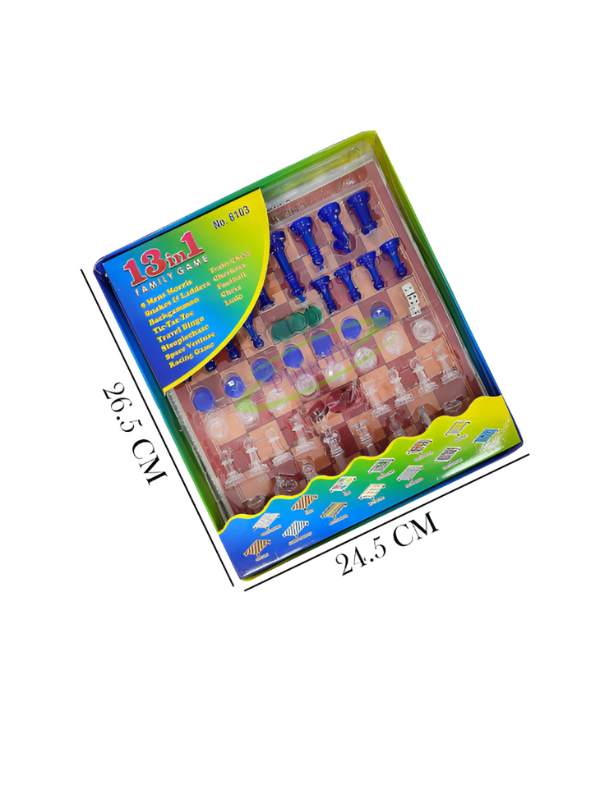 13-in-1 Family Board Game Set – Multi-Game Combo with Chess, Checkers, Ludo & Classic Games LMI928.