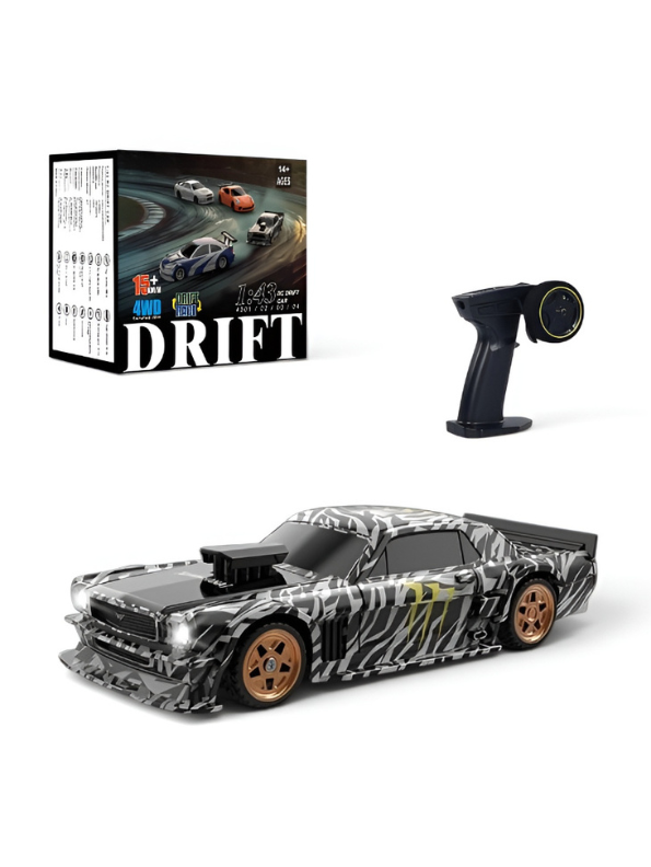 4WD RC Drift Car with Gyroscope – 1:43 Scale 15km/h High-Speed Remote Control Racing Vehicle with LED Lights & Interchangeable Tires TV5919