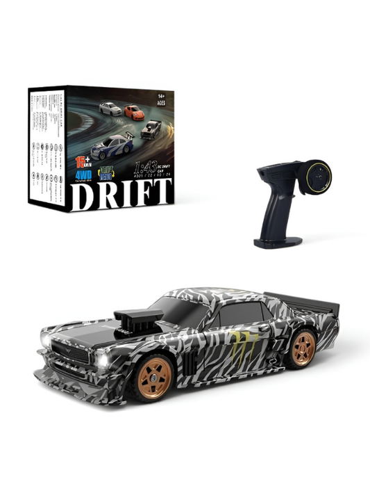 4WD RC Drift Car with Gyroscope – 1:43 Scale 15km/h High-Speed Remote Control Racing Vehicle with LED Lights & Interchangeable Tires TV5919