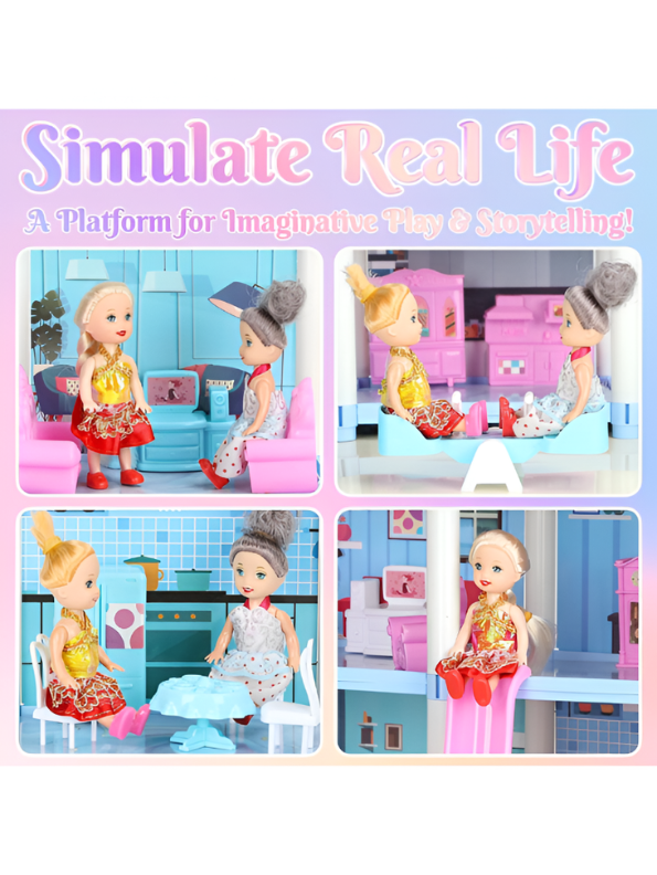 162+ PCS DIY Dollhouse Villa – Floor Mini House with Furniture & Accessories MD3457.