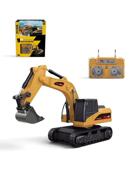 1:64 Mini RC Excavator Toy - 9-Channel Remote Control Digger with Alloy Body MD527.
