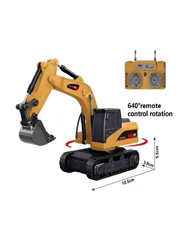 1:64 Mini RC Excavator Toy - 9-Channel Remote Control Digger with Alloy Body MD527.
