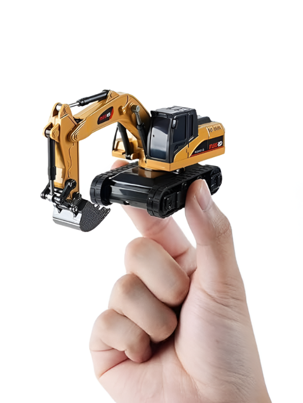 1:64 Mini RC Excavator Toy - 9-Channel Remote Control Digger with Alloy Body MD527.