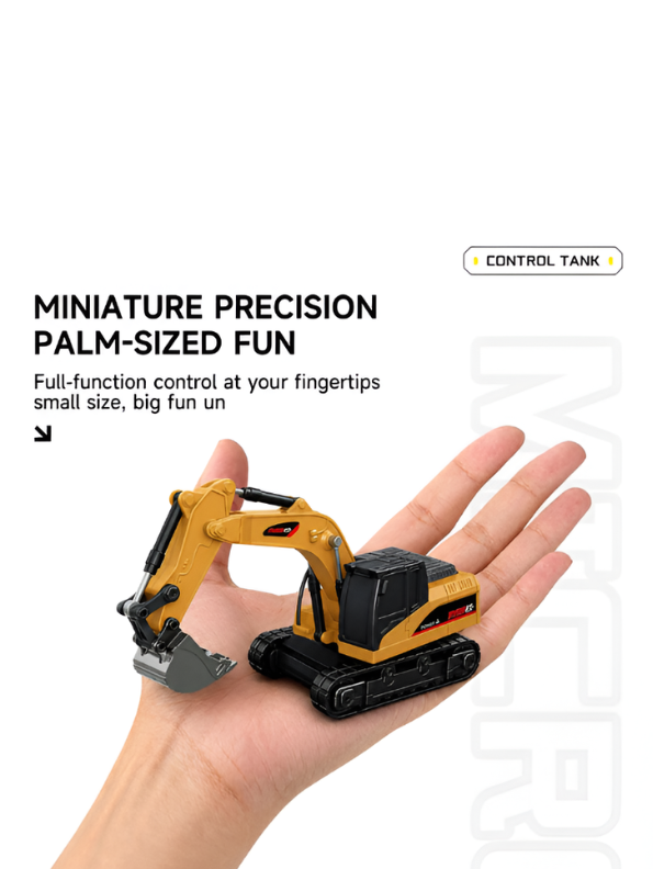 1:64 Mini RC Excavator Toy - 9-Channel Remote Control Digger with Alloy Body MD527.
