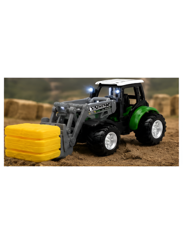1:64 Scale Mini RC Tractor Toy with Acrylic Display Case Bale Clamp MD578.