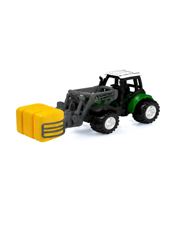 1:64 Scale Mini RC Tractor Toy with Acrylic Display Case Bale Clamp MD578.
