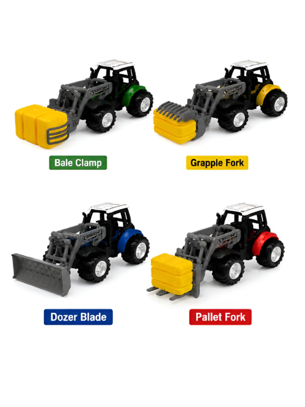1:64 Scale Mini RC Tractor Toy with Acrylic Display Case Grapple Frok MD578.