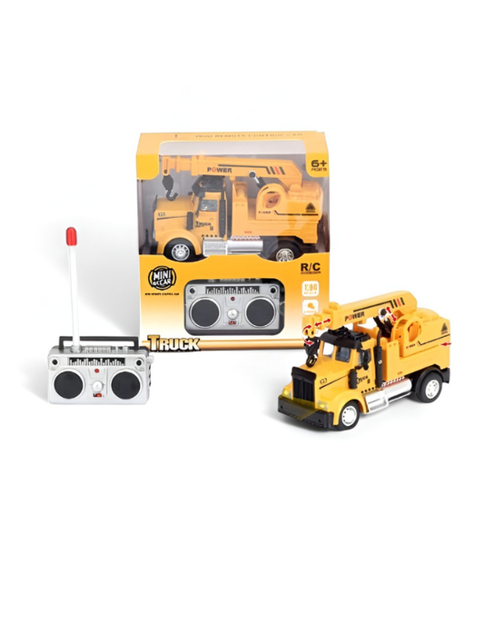 1:64 Scale RC Construction Crane Truck – 1:64 Scale Remote Control Toy with Real Lights, Rotating Boom TV6202.