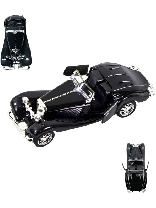 1936 Mercedes-Benz 500K Special Roadster  Vintage Diecast Model Car – Black 1:36 Premium Alloy Pull-Back Miniature Car Openable Doors LMI16724