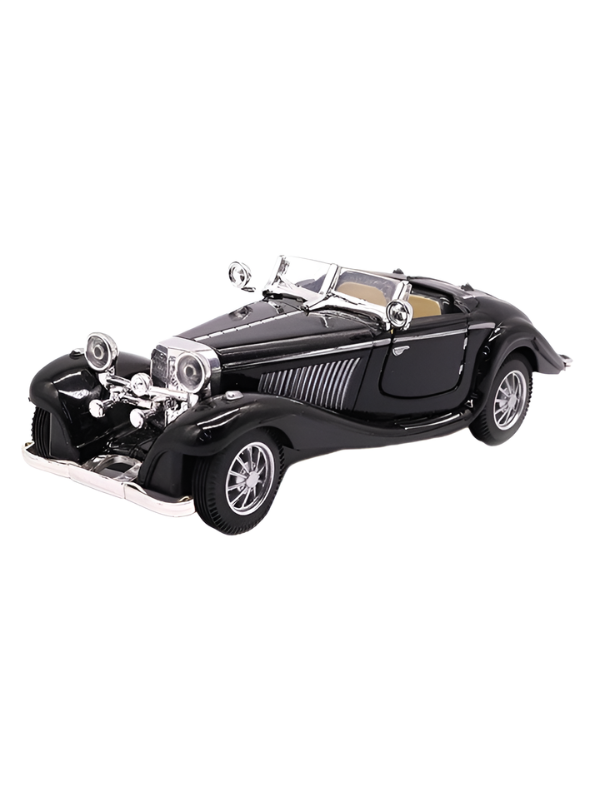 1936 Mercedes-Benz 500K Special Roadster  Vintage Diecast Model Car – Black 1:36 Premium Alloy Pull-Back Miniature Car Openable Doors LMI16724
