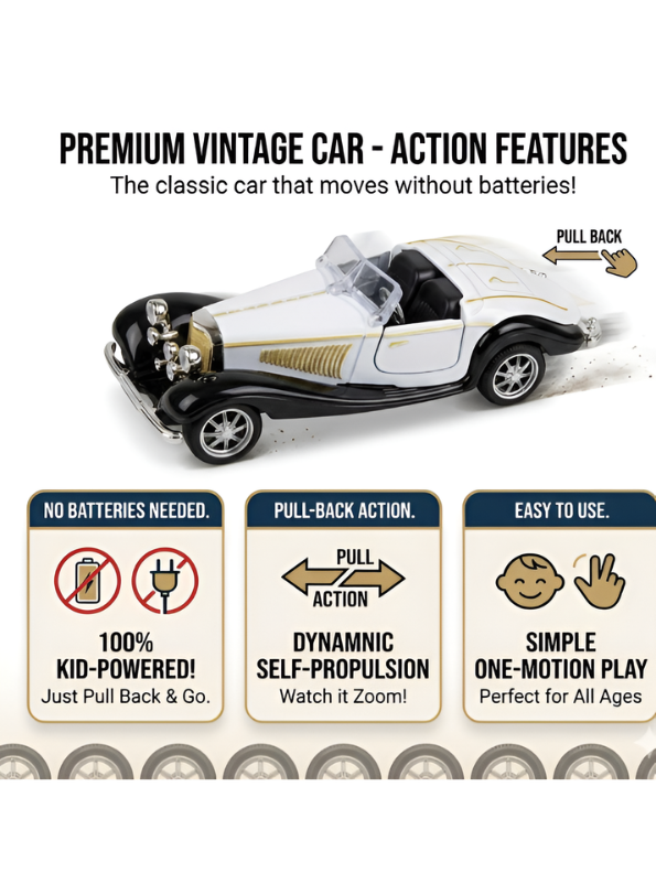 1936 Mercedes-Benz 500K Special Roadster  Vintage Diecast Model Car – 1:36 Premium Alloy Pull-Back Miniature Car Openable Doors LMI16724