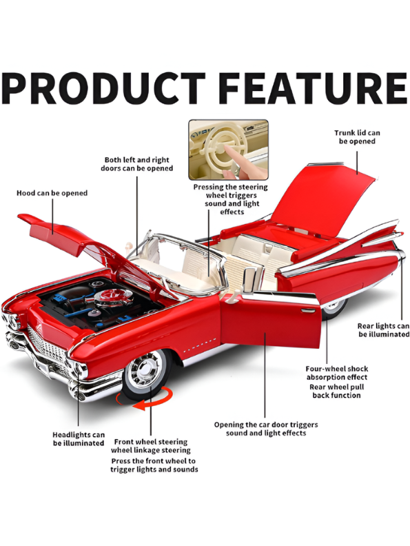 1959 Cadillac Eldorado Biarritz 1:24 Scale Diecast Vintage Classic Model Car TV6639.