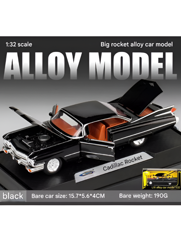 1959 Cadillac Series 62 Diecast Model Car 1:32 Scale – Classic Vintage American Luxury Collectible Black TV6280.