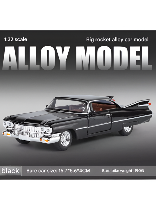 1959 Cadillac Series 62 Diecast Model Car 1:32 Scale – Classic Vintage American Luxury Collectible Black TV6280.