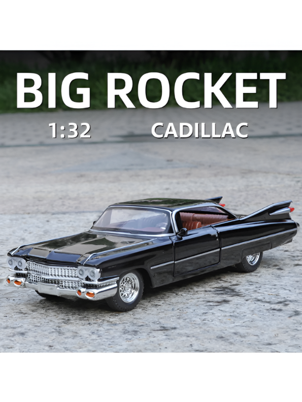 1959 Cadillac Series 62 Diecast Model Car 1:32 Scale – Classic Vintage American Luxury Collectible Black TV6280.