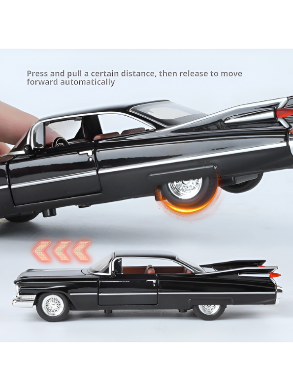 1959 Cadillac Series 62 Diecast Model Car 1:32 Scale – Classic Vintage American Luxury Collectible Black TV6280.