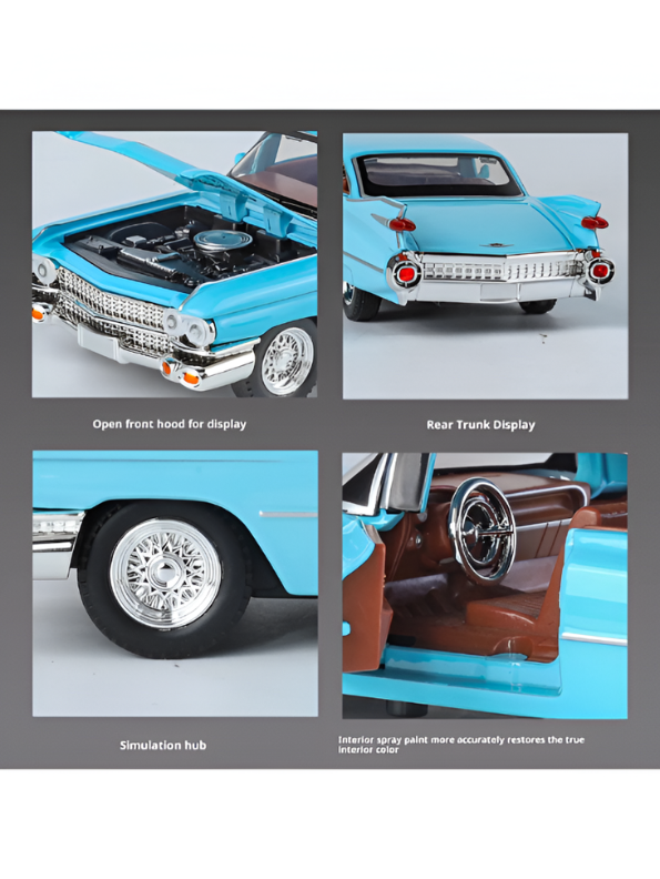 1959 Cadillac Series 62 Diecast Model Car 1:32 Scale – Classic Vintage American Luxury Collectible TV6280.