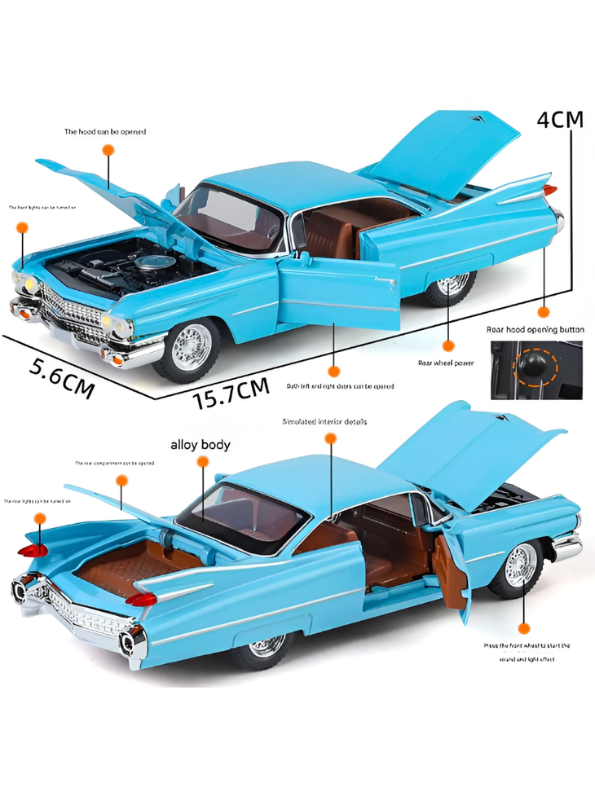 1959 Cadillac Series 62 Diecast Model Car 1:32 Scale – Classic Vintage American Luxury Collectible TV6280.