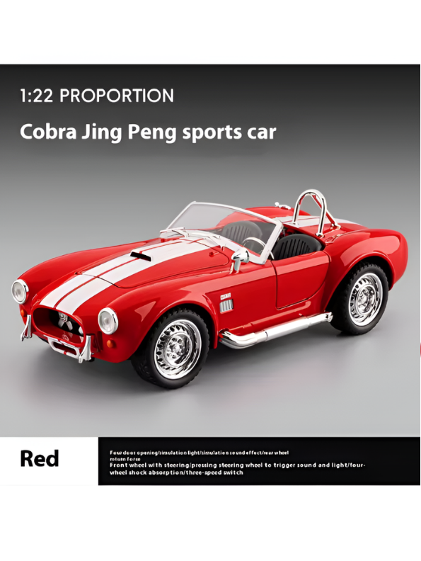 1965 Shelby Cobra 427 S/C Diecast Car 1:22 Scale Red MD608.