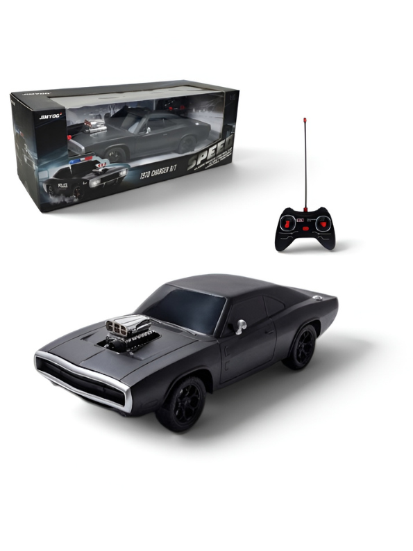 1970 Charger R/T Remote Control Car – Matte Black 1:16 Scale RC Muscle Car Toy