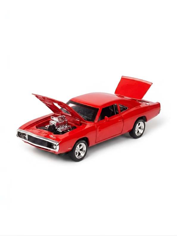1970 Dodge Charger Diecast Alloy Model Car 1:24 Scale | Red Lights, Sound & Pull-Back Action TV5608