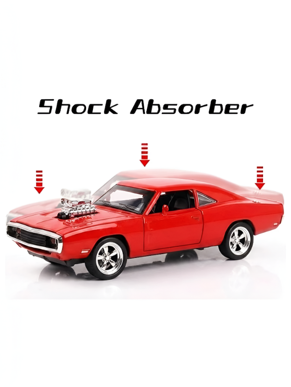 1970 Dodge Charger Diecast Alloy Model Car 1:24 Scale | Red Lights, Sound & Pull-Back Action TV5608