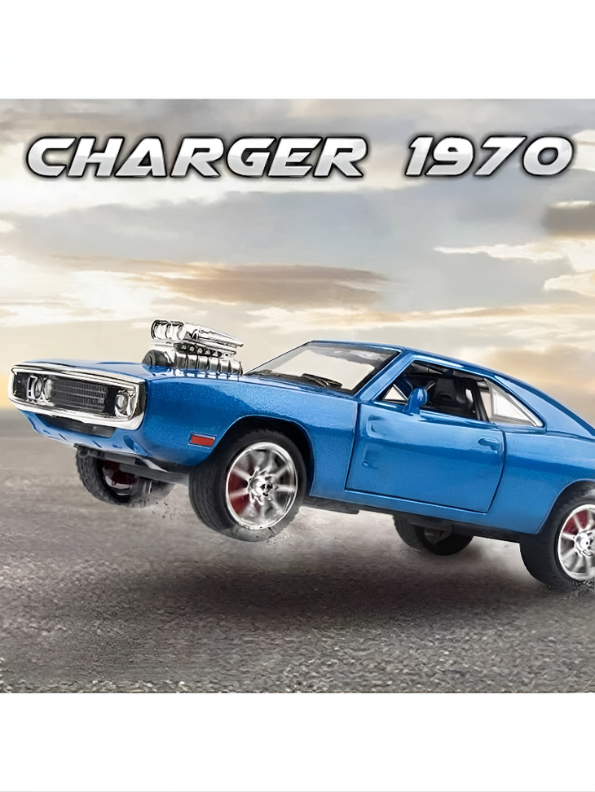 1970 Dodge Charger Diecast Alloy Model Car 1:24 Scale | Blue Lights, Sound & Pull-Back Action TV5608