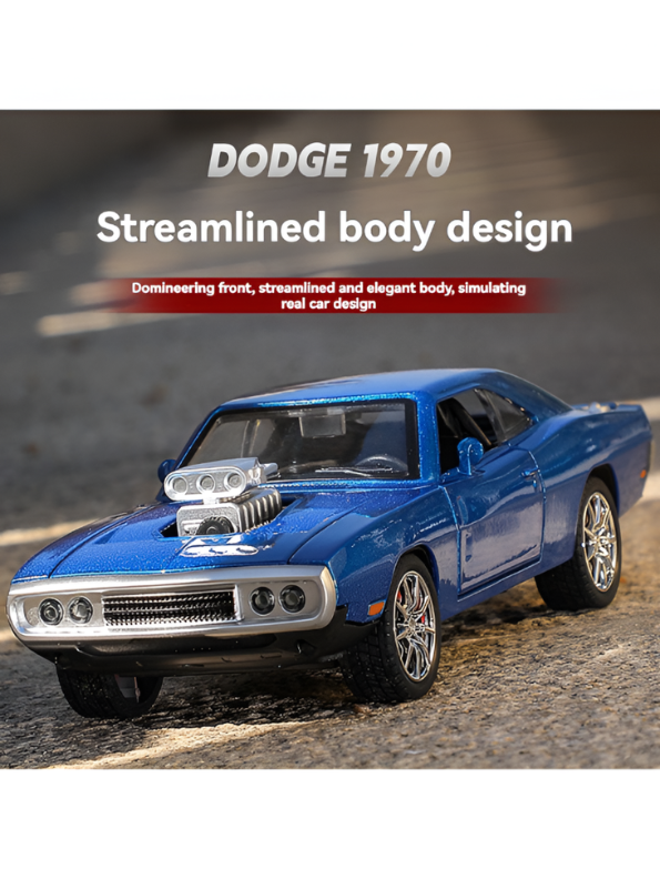 1970 Dodge Charger Diecast Alloy Model Car 1:24 Scale | Blue Lights, Sound & Pull-Back Action TV5608