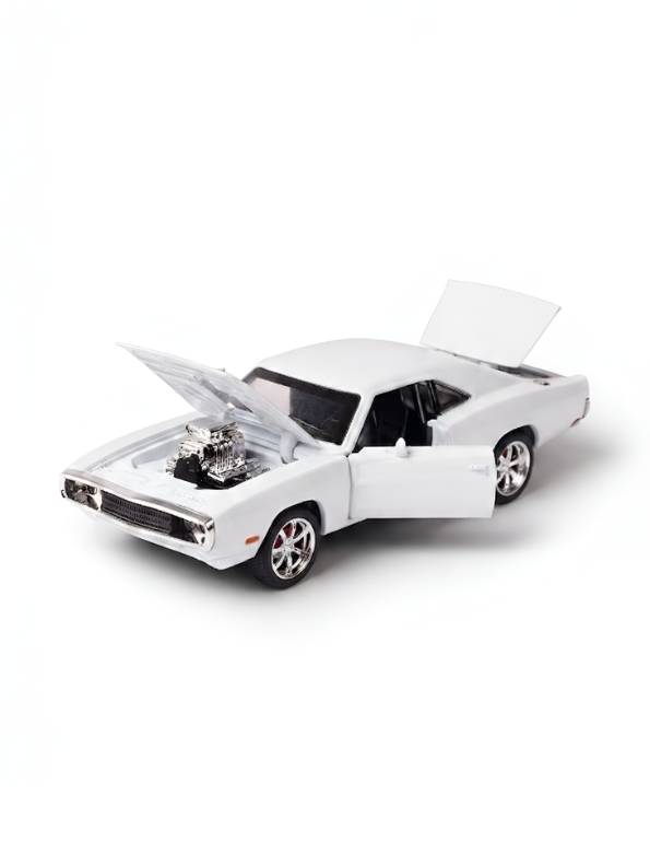1970 Dodge Charger Diecast Alloy Model Car 1:24 Scale | White Lights, Sound & Pull-Back Action TV5608