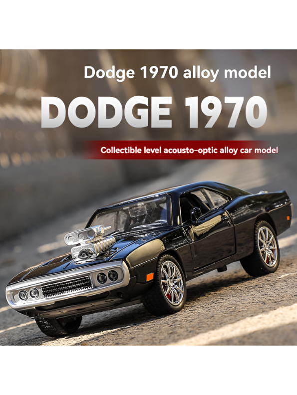 1970 Dodge Charger Diecast Alloy Model Car 1:24 Scale | Lights, Sound & Pull-Back Action TV5608