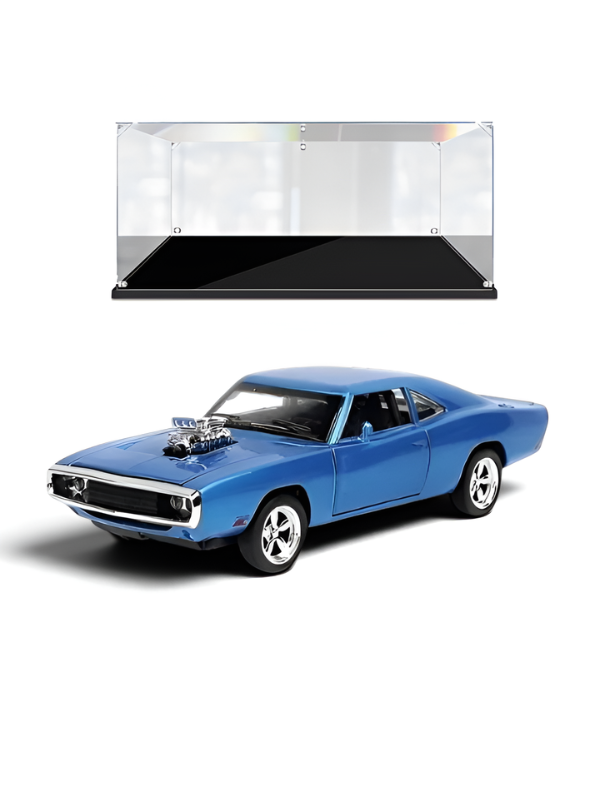 1970 Dodge Charger R/T Diecast Muscle Car Blue Scale 1:32 with Clear Acrylic Display Case MD28