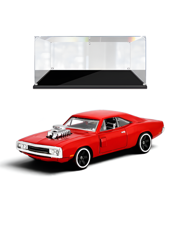 1970 Dodge Charger R/T Diecast Muscle Car Red Scale 1:32 with Clear Acrylic Display Case MD28