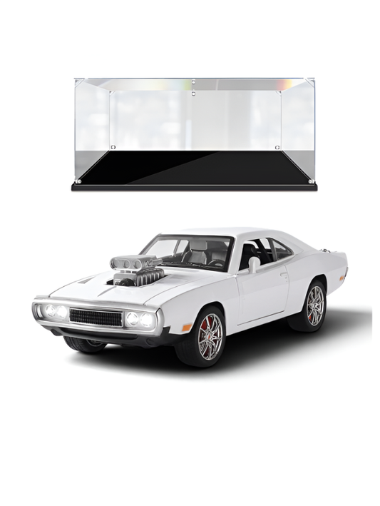 1970 Dodge Charger R/T Diecast Muscle Car White Scale 1:32 with Clear Acrylic Display Case MD28
