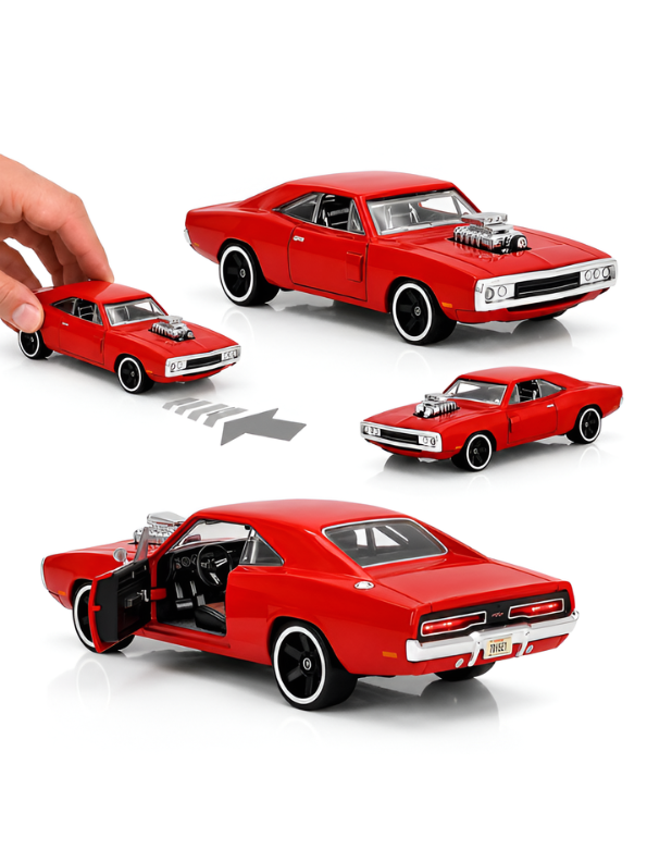 1970 Dodge Charger R/T Diecast Muscle Car Red Scale 1:32 with Clear Acrylic Display Case MD28