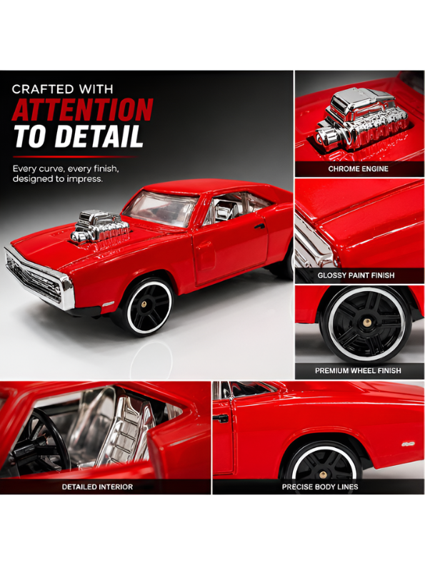 1970 Dodge Charger R/T Diecast Muscle Car Red Scale 1:32 with Clear Acrylic Display Case MD28
