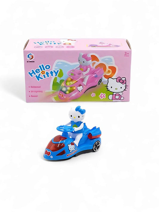 Kitty Car For Kids With 3D Light & Sound - Blue (L-62) - Toyloft