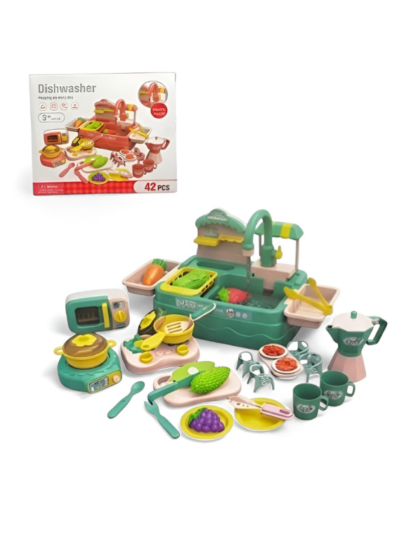 2-Piece Kids Kitchen Playset with Running Water Sink TV5349.