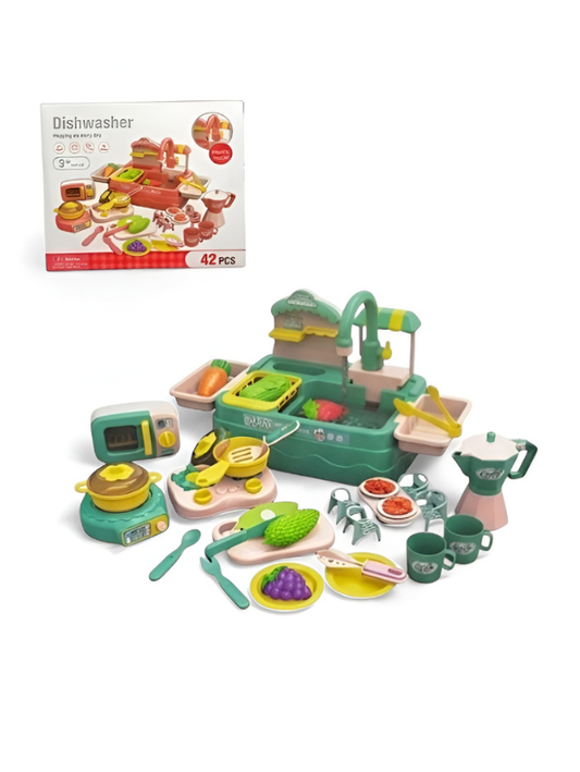2-Piece Kids Kitchen Playset with Running Water Sink TV5349.