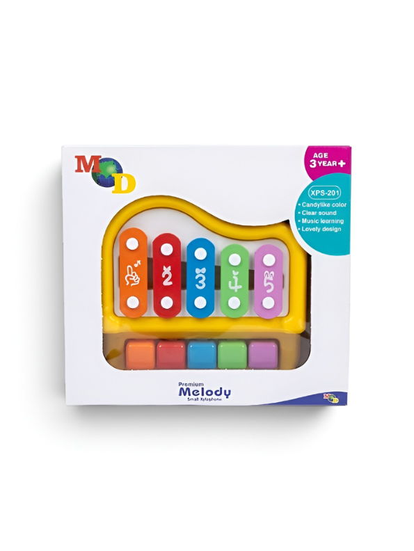 2-in-1 Baby Piano Xylophone Toy – 5 Multicolor Musical Keys with Numbers, Early Learning Educational Instrument for Toddlers & Kids (Ages 3+) MD567