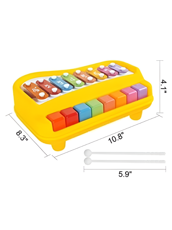 2-in-1 Baby Piano Xylophone Toy – 5 Multicolor Musical Keys with Numbers, Early Learning Educational Instrument for Toddlers & Kids (Ages 3+) MD567