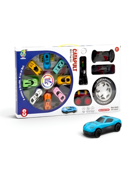 2-in-1 Catapult Launcher & Monster Truck Toy Set with Mini Racing Cars TV797.