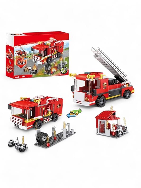 2-in-1 City Fire Truck Building Toy for Kids - Creative & Interactive Play Set | MD-N-24