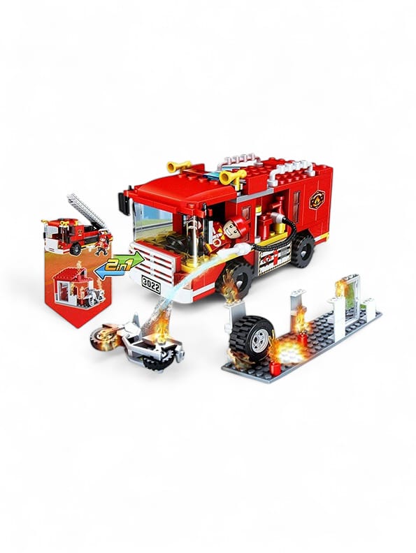 2-in-1 City Fire Truck Building Toy for Kids - Creative & Interactive Play Set | MD-N-24