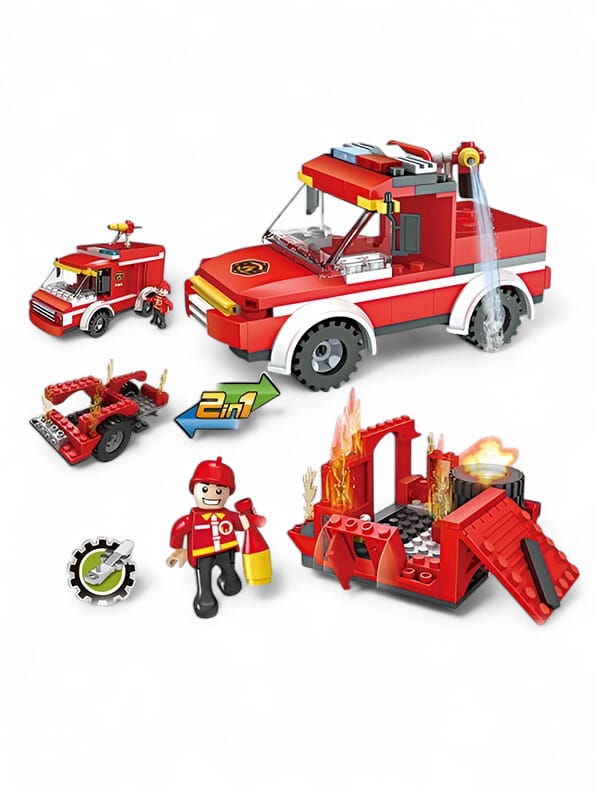 2-in-1 City Fire Truck Building Toy for Kids - Creative & Interactive Play Set | MD-N-24