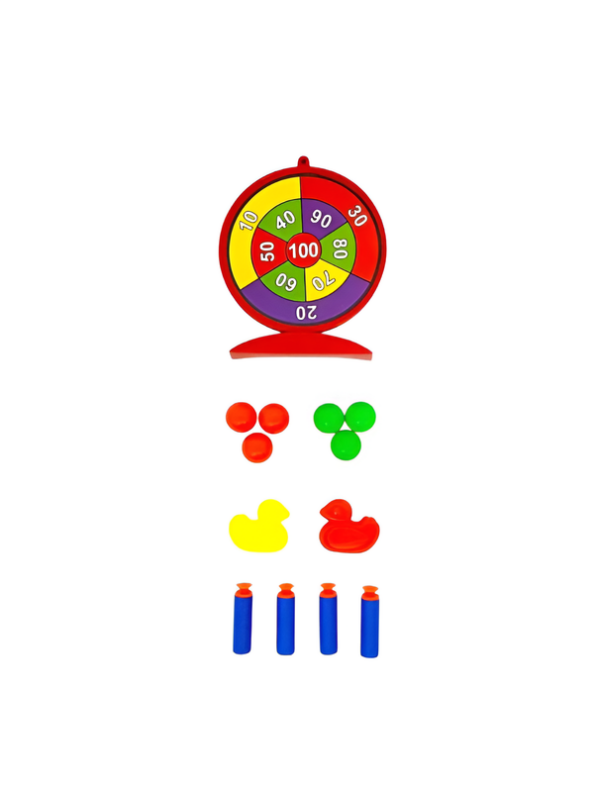 2-in-1 Dinosaur Soft Blaster Shooting Game Set with Target Wheel, Foam Darts, and Balls for Kids LMI14891