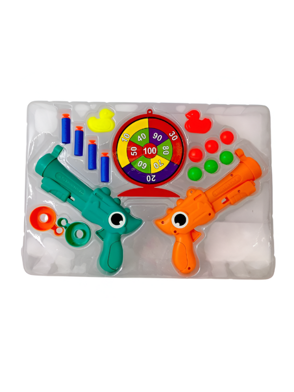 2-in-1 Dinosaur Theme Kids Toy Gun Blaster Set – Foam Dart & Target Ball Shooter with Score Target | Safe & Fun Shooting Game LMI14891.